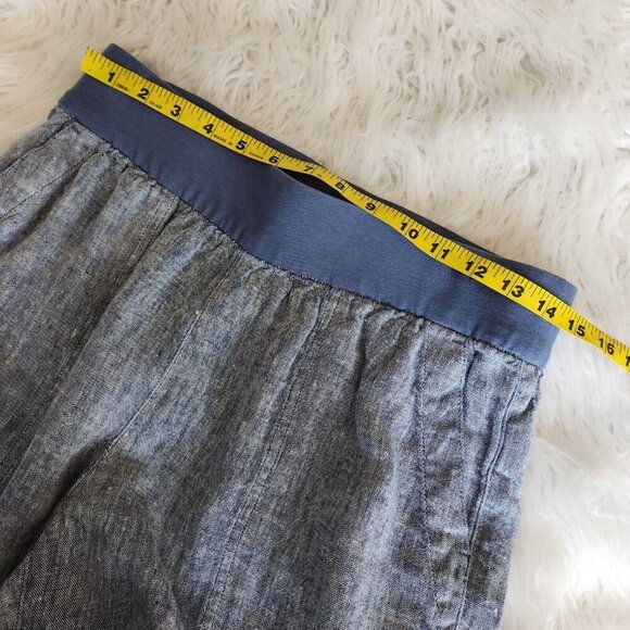 Lands End Womens 10 Linen Pants Pull on Wide Leg Pockets Coastal Resort Beach - Picture 8 of 14